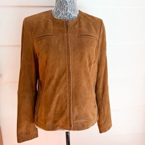 Lands’ End Goat Suede Zip Up Jacket size M petite